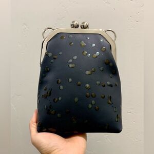 Handmade Genuine Leather Embossed Purse/Push Lock Crossbody/Shoulder Bag